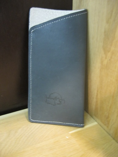 [AF-BRE-005] L&S lederen Bril-etui in blauwgrijs